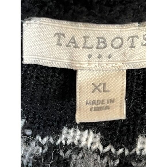 Talbots Black and Cream Patterned Sweater xl - Picture 3 of 8